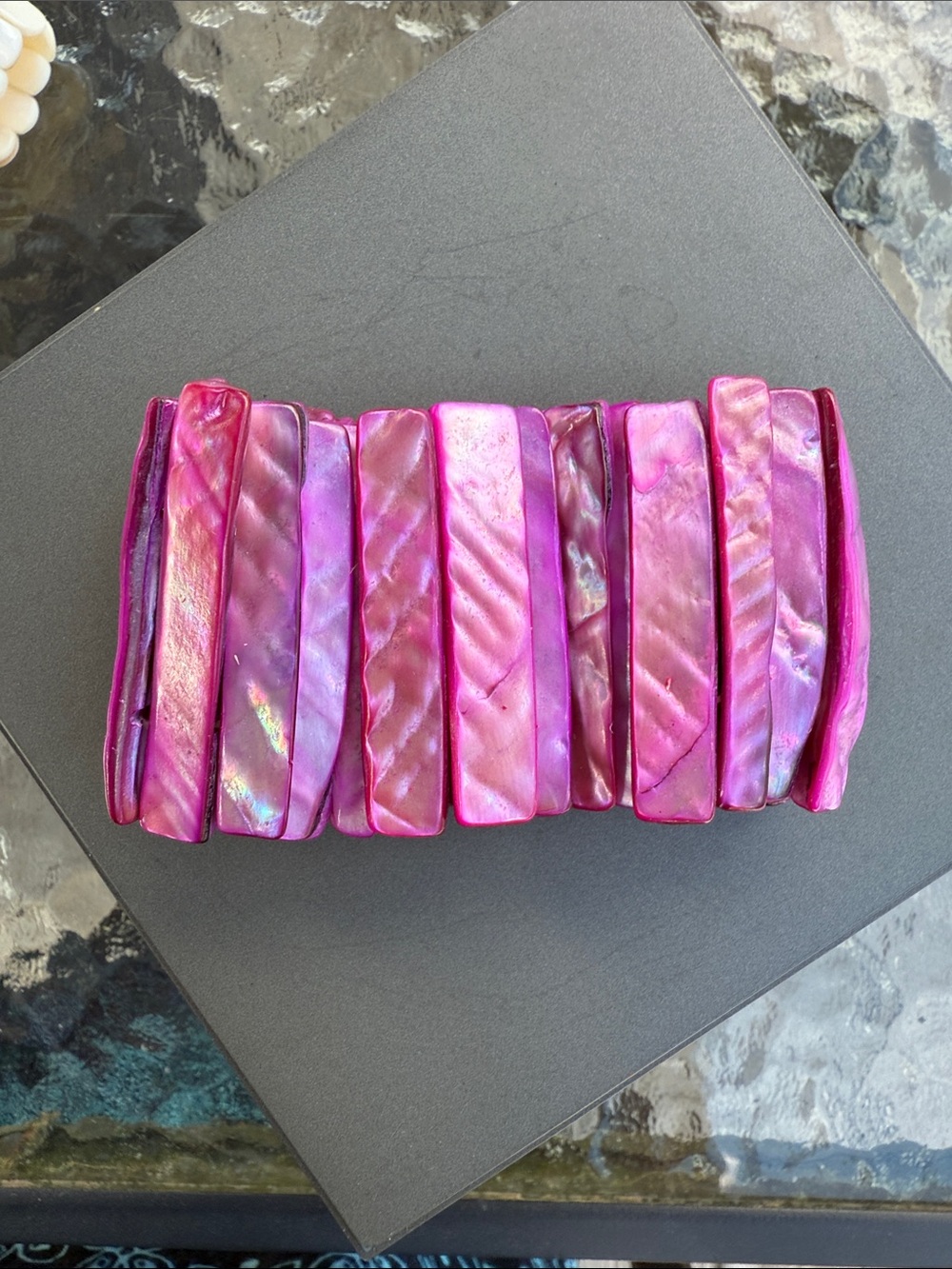 Women's Iridescent Pink Shell Clutch